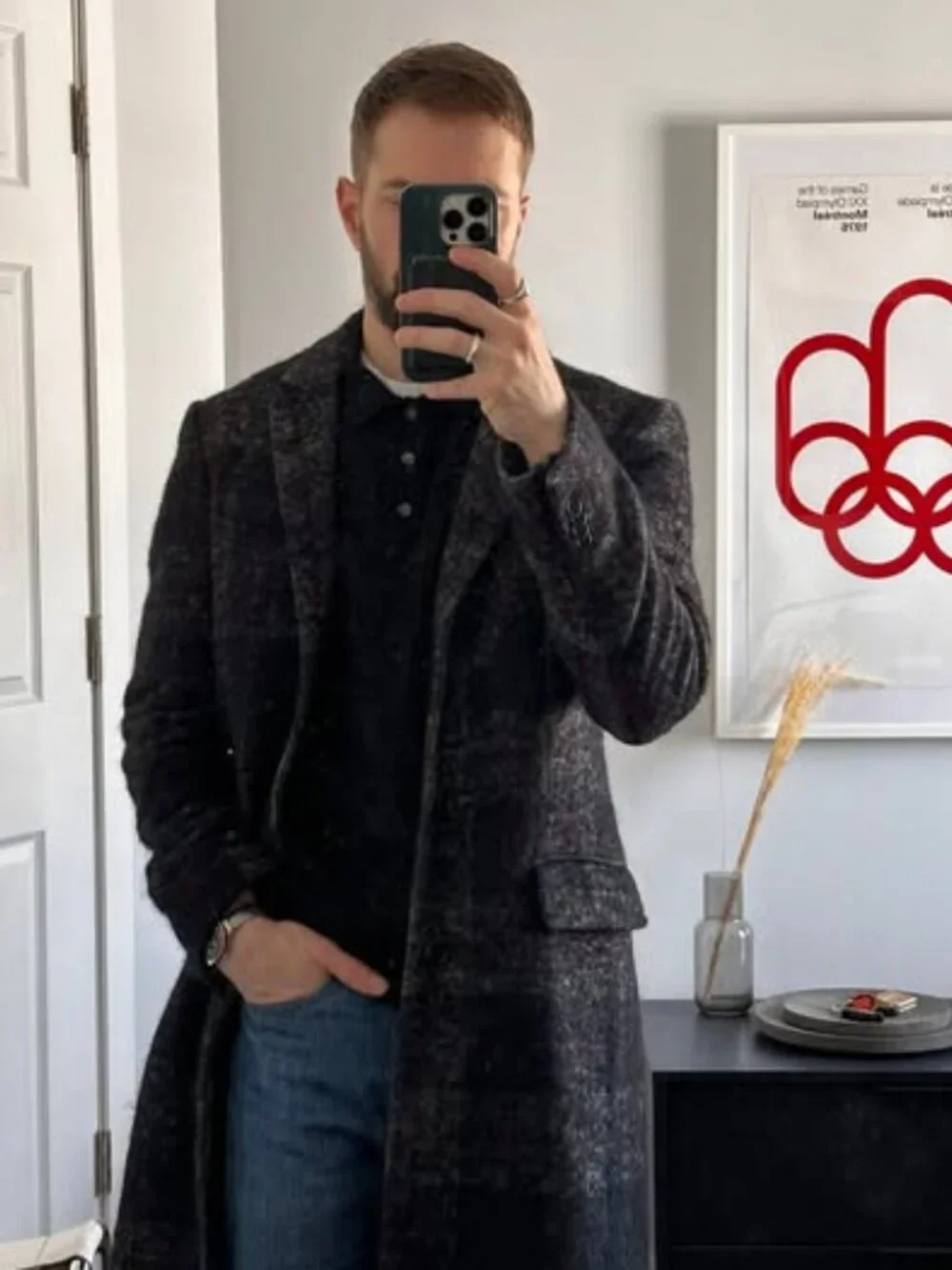 Club Monaco Plaid Wool Topcoat - Small - Picture 5 of 7